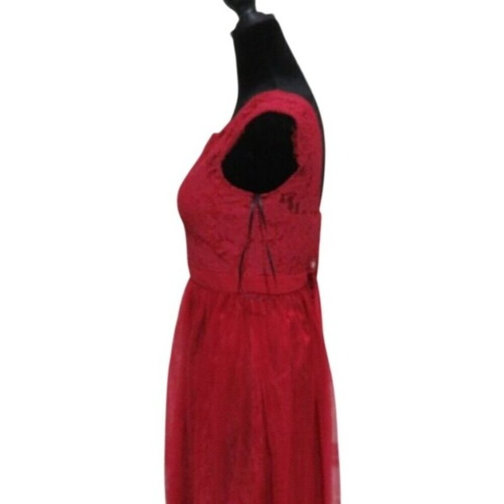 iEFIEL Red Satin Lace Chiffon Formal Gown Floor Length Prom Dress sz 6 Beautiful - Picture 4 of 8